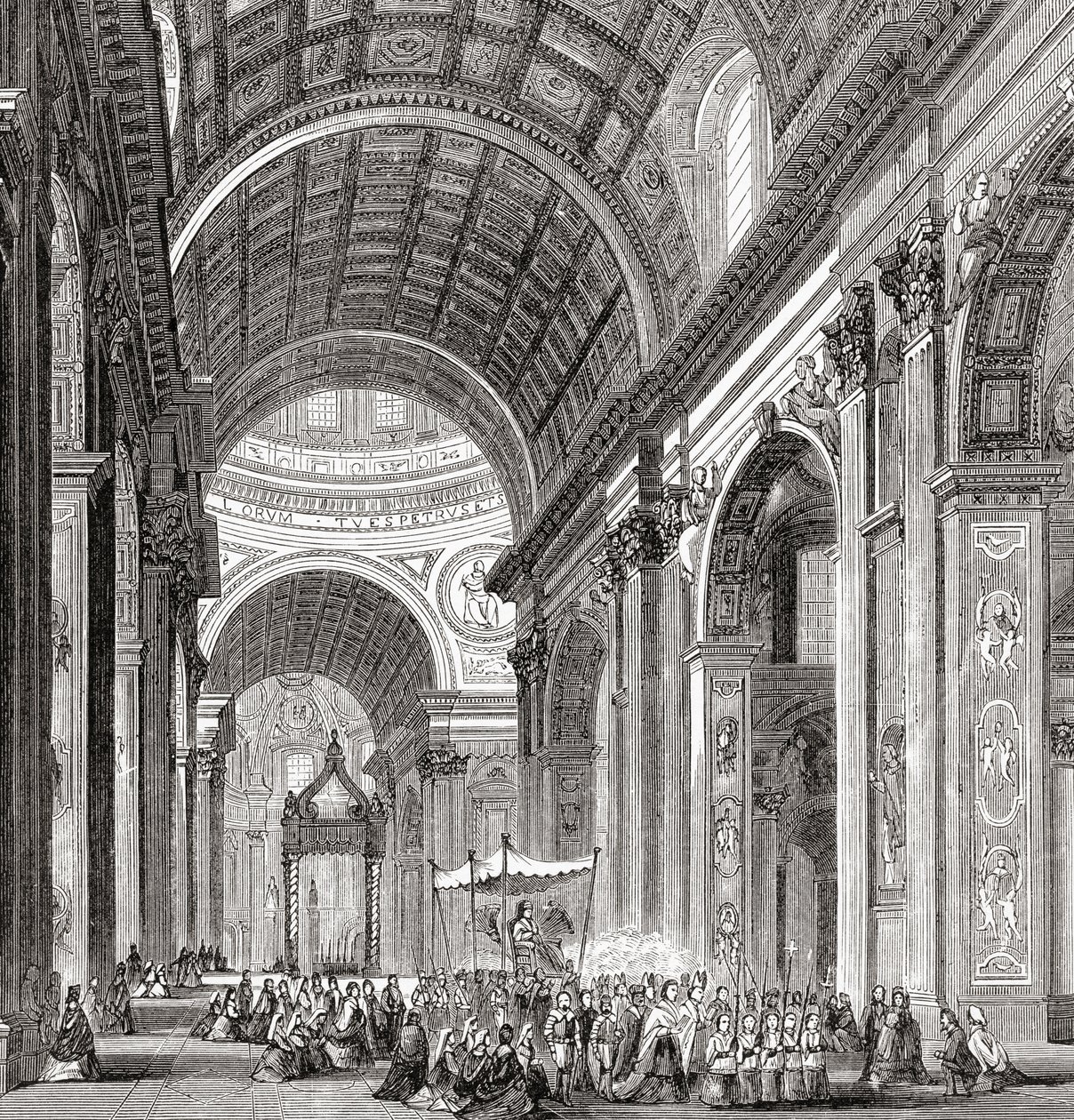 En prosesjon inne i Peterskirken, Vatikanstaten, Roma, Italia på slutten av 1800-tallet. Fra Italian Pictures av pastor Samuel Manning, utgitt ca. 1890. av Reverend Samuel Manning