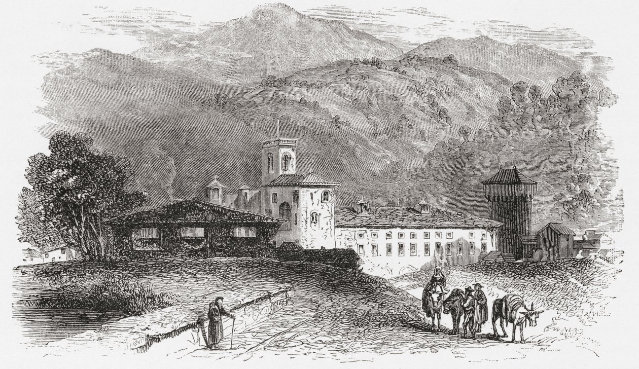 Kloster i Vallombrosa, Firenze, Italia på slutten av 1800-tallet. Fra italienske bilder av pastor Samuel Manning, utgitt ca. 1890. av Reverend Samuel Manning