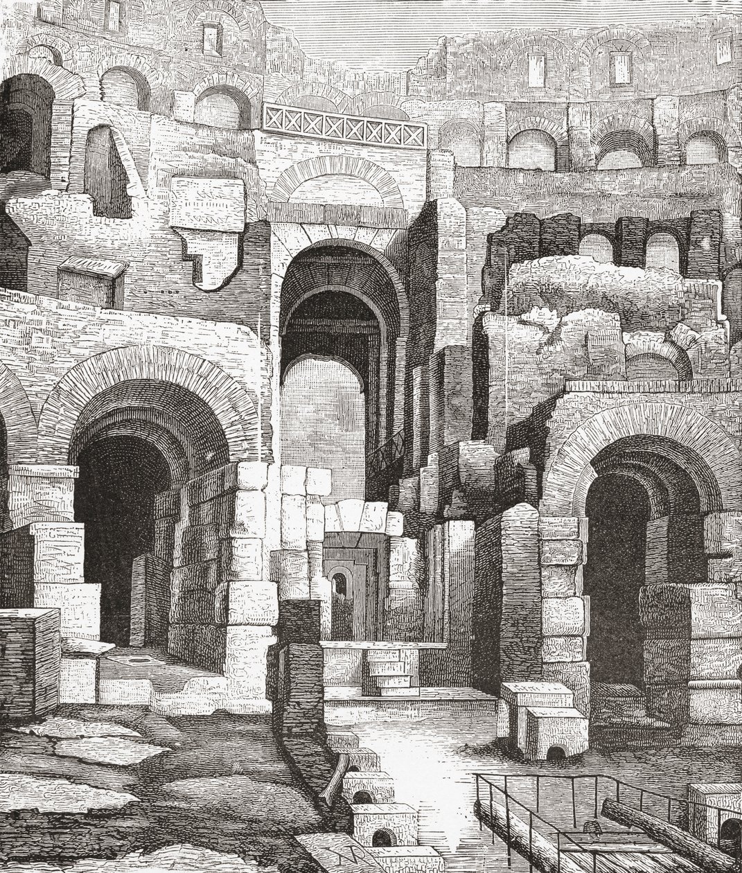 Interiøret i Colosseum, Roma, Italia siden utgravningene i 1874. Fra italienske bilder av pastor Samuel Manning, utgitt ca. 1890. av Reverend Samuel Manning