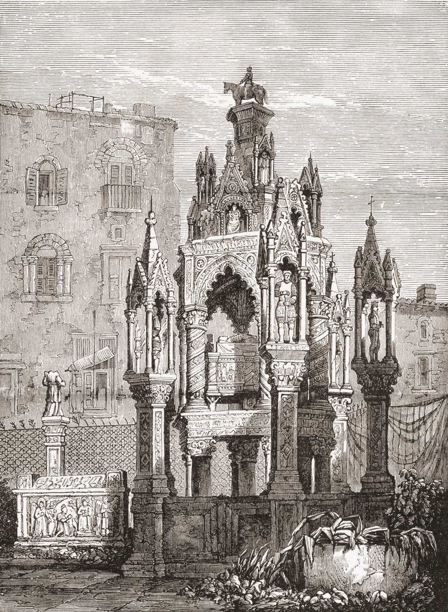 Scaliger-gravene, Verona, Italia på slutten av 1800-tallet. Fra italienske bilder av pastor Samuel Manning, utgitt ca. 1890. av Reverend Samuel Manning