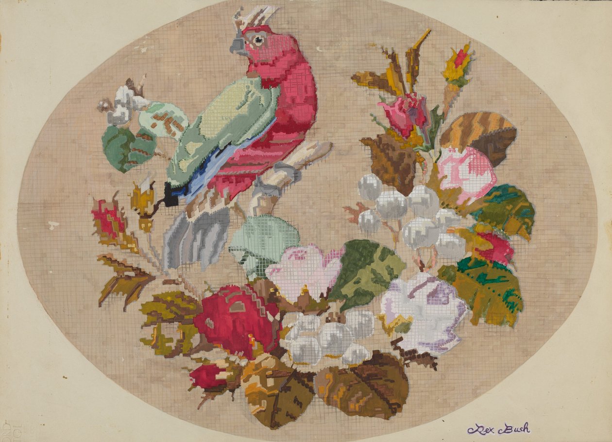 Brodert bilde, ca. 1936. av Rex F Bush