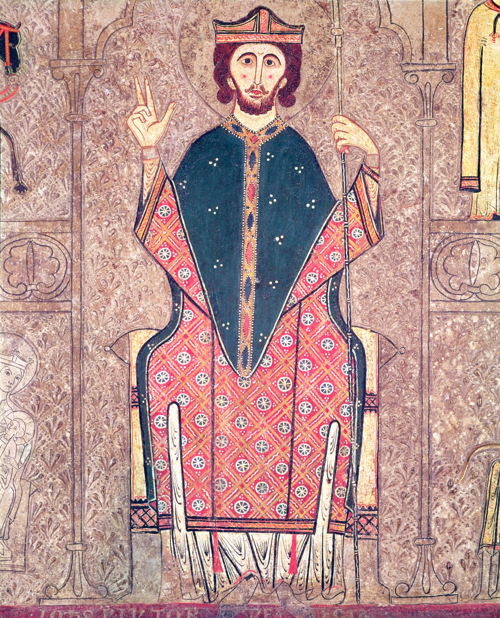 St. Martin av Tours, detalj fra et alterfront fra Church of Saint Martin, Chia, 1150-1200 (tempera på panel) (detalj av 498163) av Ribagorça Workshop Johannes Pintor