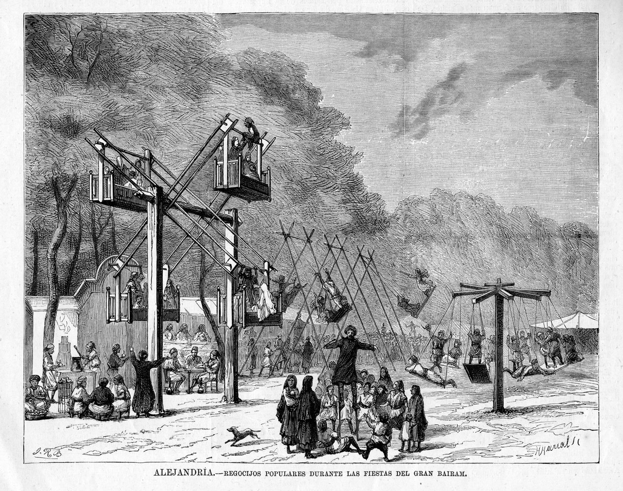 Populær glede under Greater Bairam-festivalen i Alexandria, Egypt, 1876 av Ricardo Balaca y Canseco