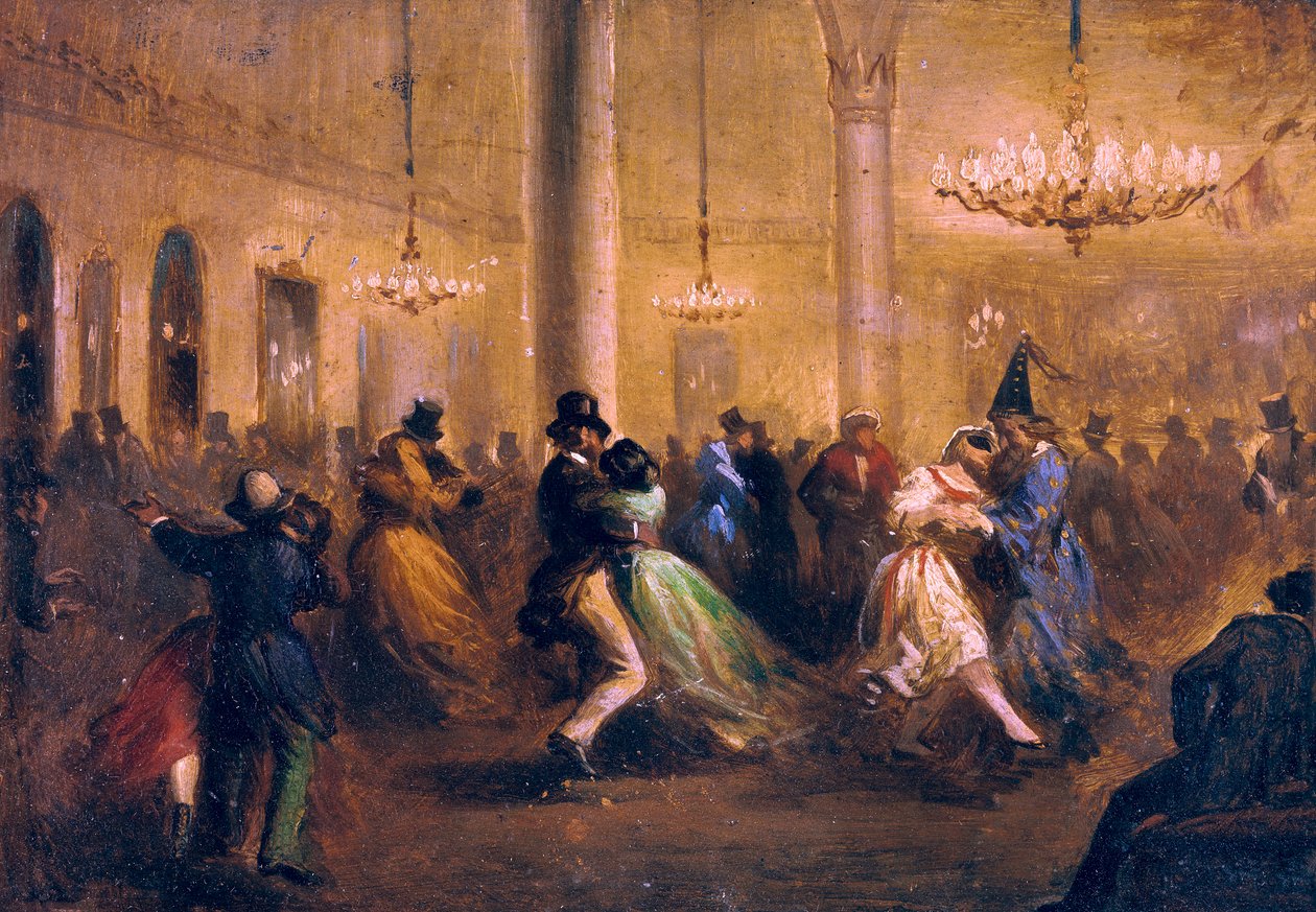 Baile de Capellanes, ca. 1860-1865 (olje på blikkplate) av Ricardo Balaca y Canseco