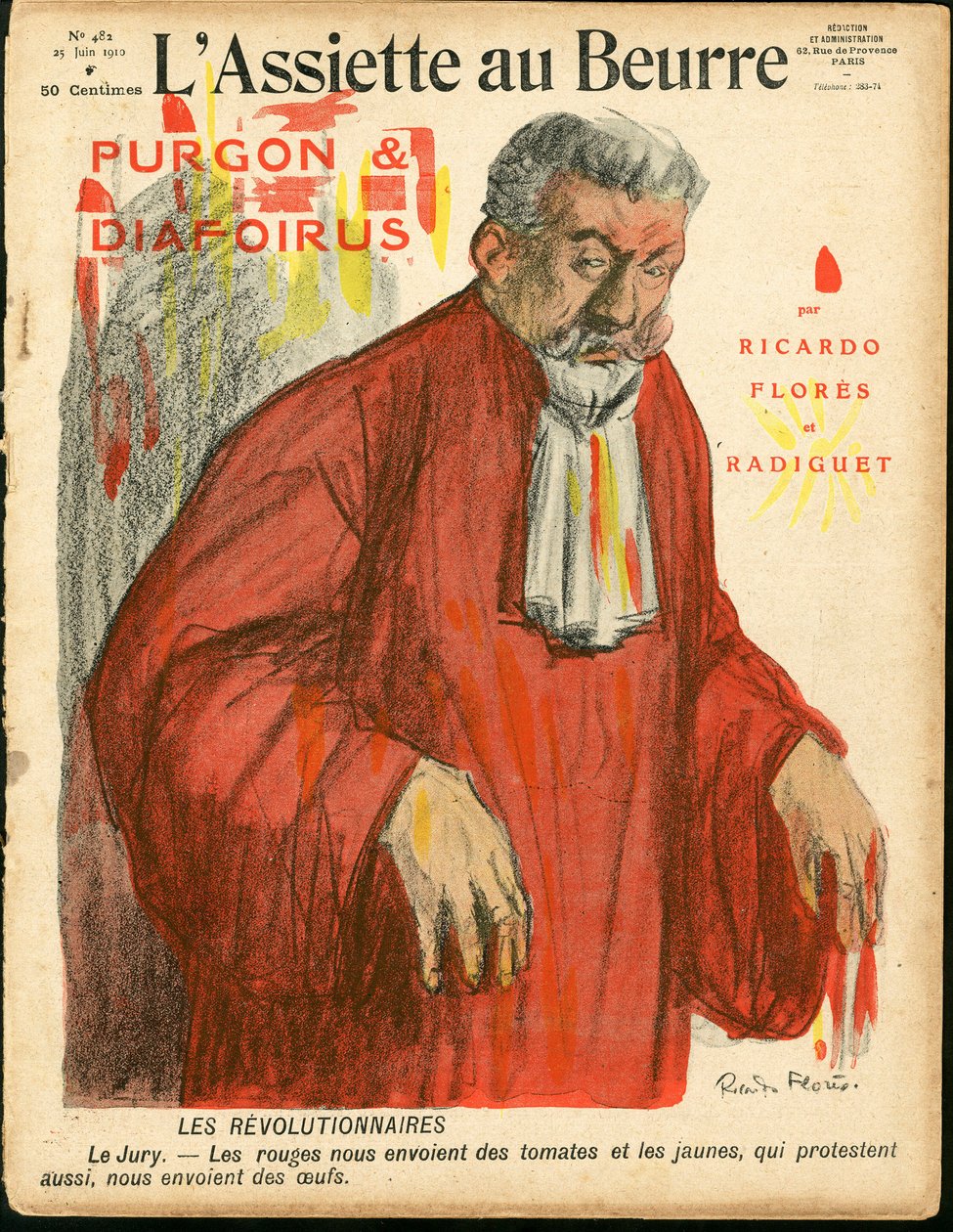 Omslag av "" L'Plate au beurre"", nummer 482, Satirical in Colors av Ricardo Flores