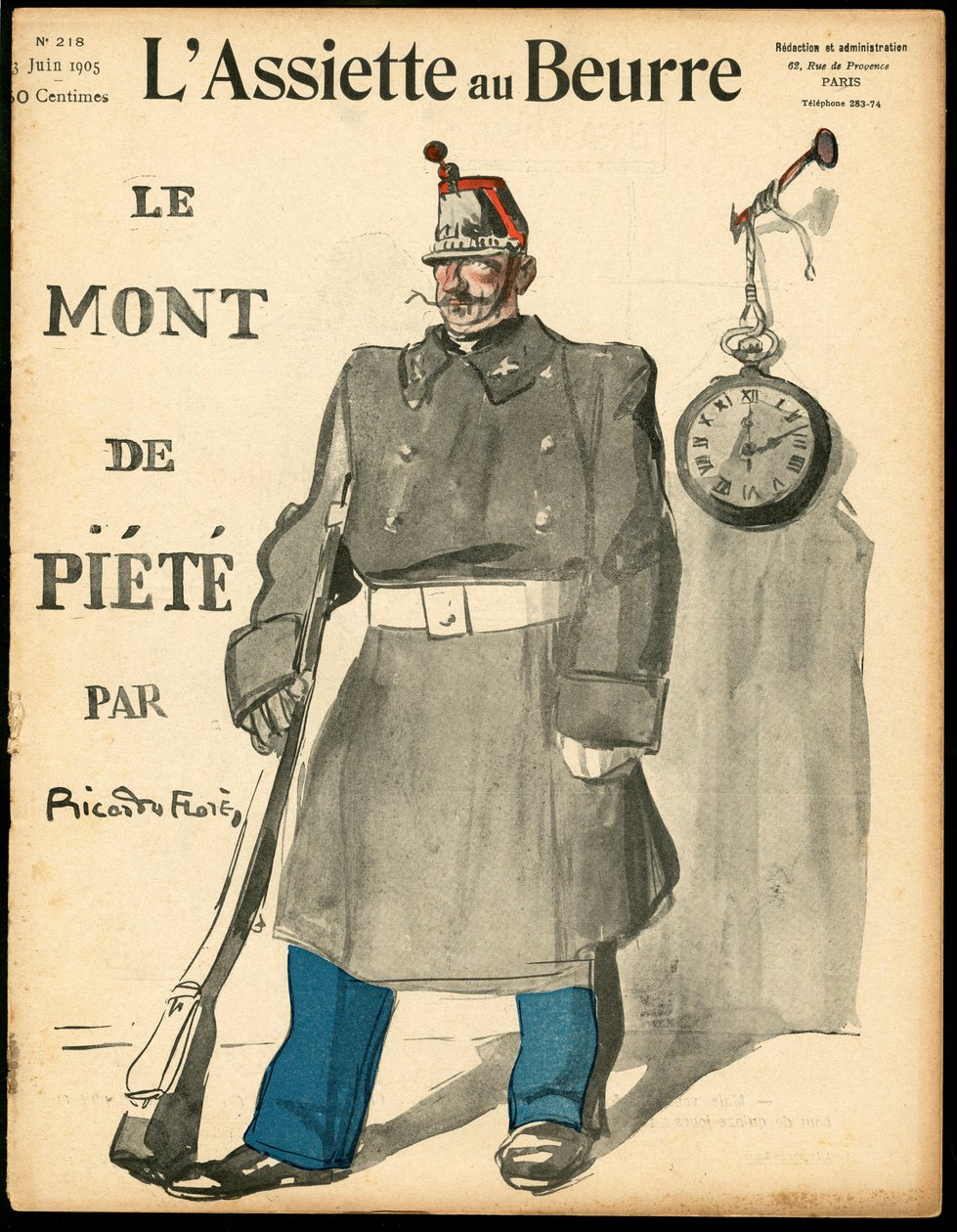 Omslag til "" The Butter Plate"", nummer 218, Satirique en Colors av Ricardo Flores