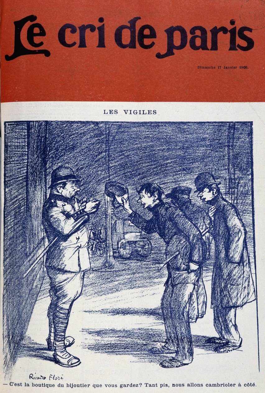 Vigils and burglars, av Ricardo Flore - "The Cree of Paris"" fra 17.01.1909. av Ricardo Flores