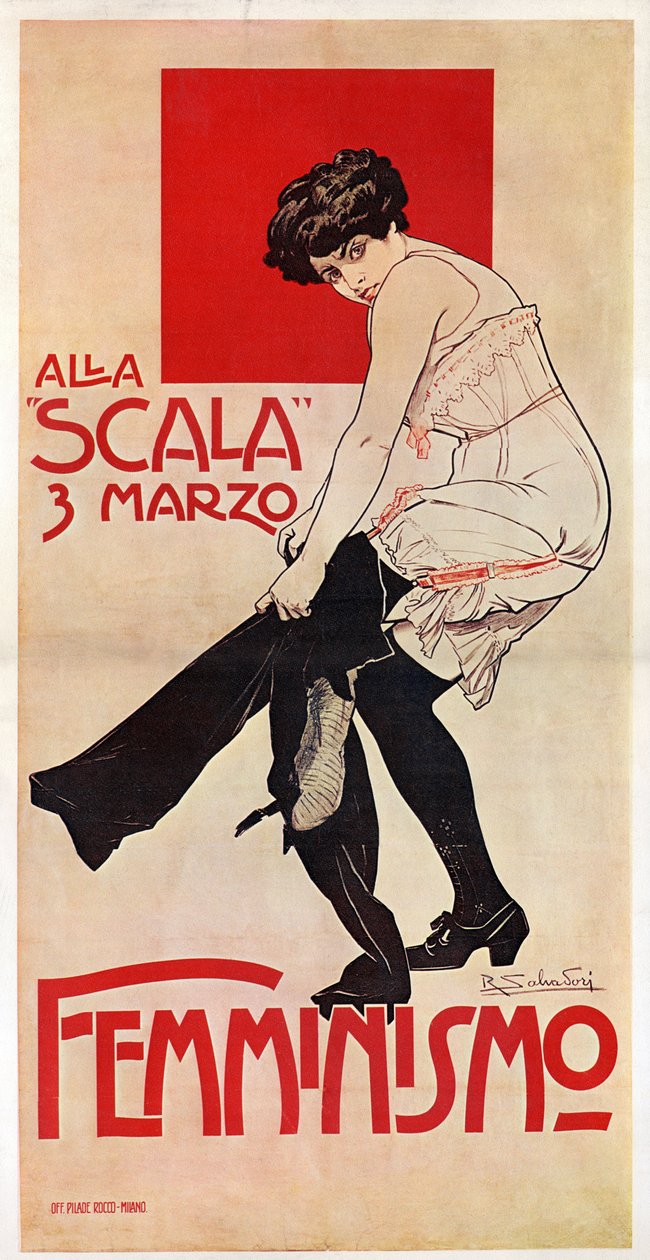 Et feministisk møte på La Scala 03.03.1906 (plakat) av Riccardo Salvadori