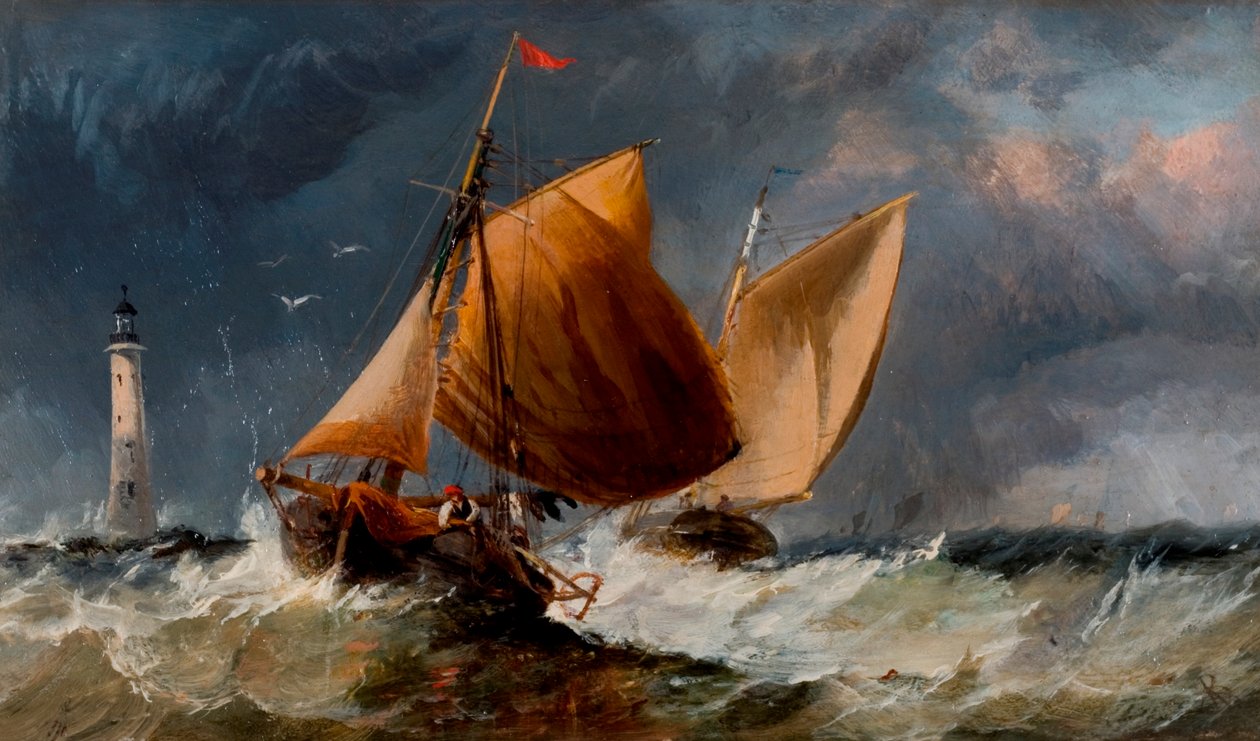 Fiskefartøy utenfor Eddystone fyrtårn av Richard Beavis