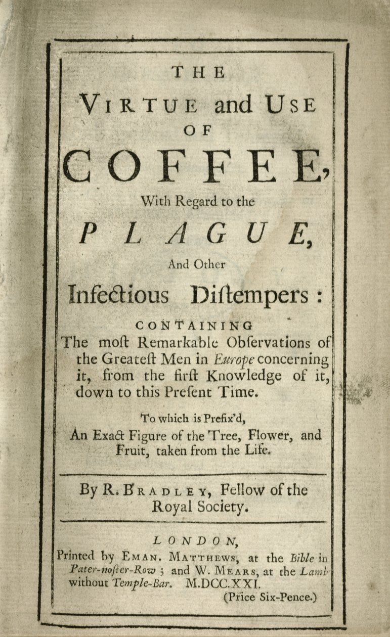 Brosjyre som forklarer dyden og bruken av kaffe, ca. 1721 av Richard Bradley