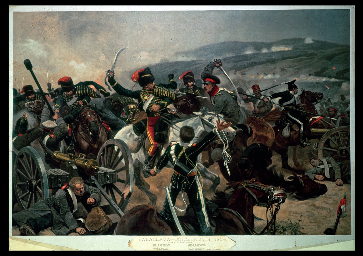 Slaget ved Balaclava, 25. oktober 1854, Relief of the Light Brigade (fargetrykk) av Richard Caton Woodville junior