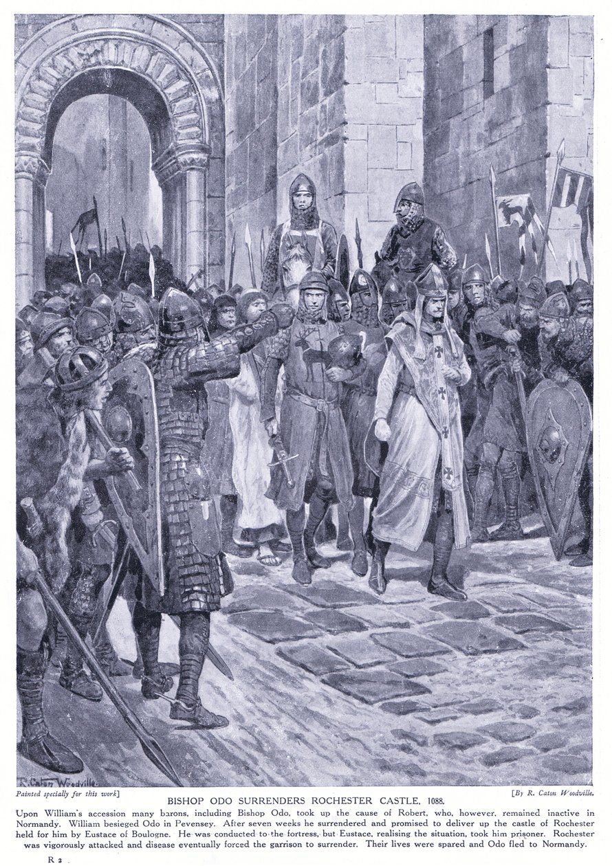 Biskop Odo overgir Rochester:CastleAD1088, 1920-tallet av Richard Caton Woodville junior