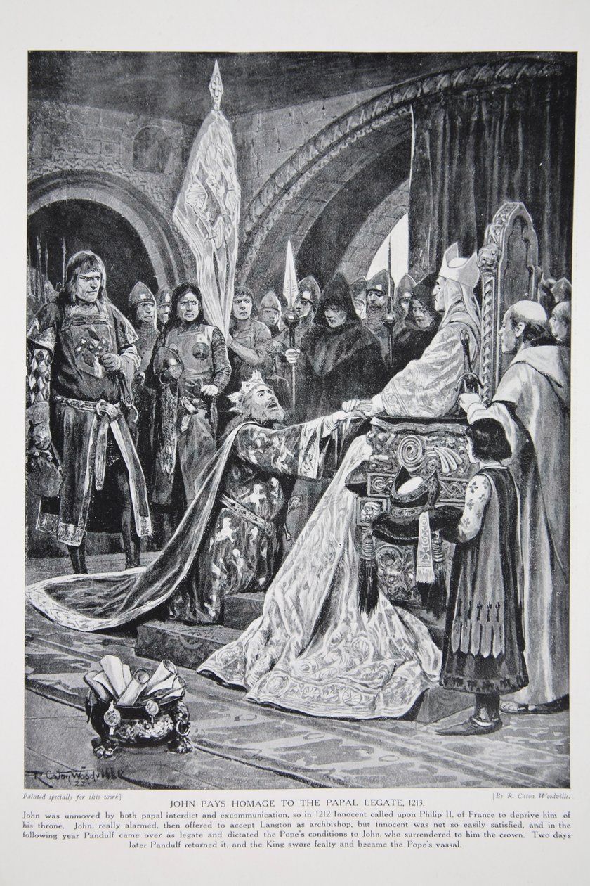 John hyller den pavelige legaten, 1213, illustrasjon fra 