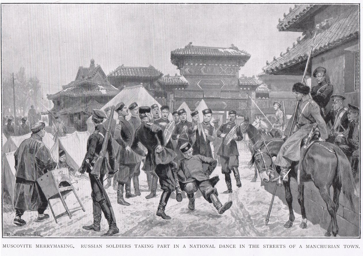Muscovite Merrymaking under den russisk-japanske krigen av Richard Caton Woodville junior