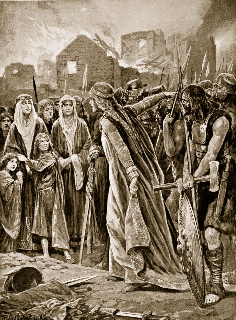 Fanger før Ethelfled etter stormingen av Brecon, illustrasjon fra 