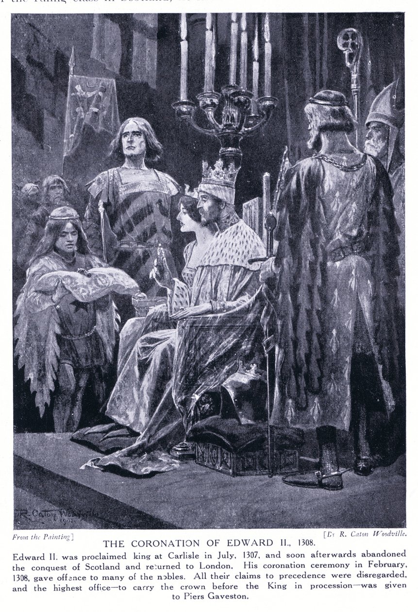 Kroningen av Edward II AD1308, 1920-tallet av Richard Caton Woodville junior