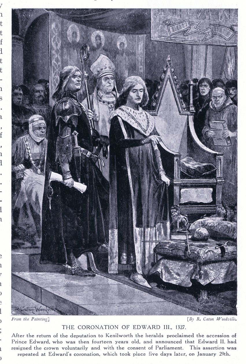 Kroningen av Edward III AD1327, 1920-tallet av Richard Caton Woodville junior