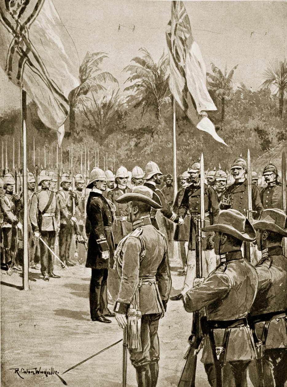 Delingen av New Guinea mellom britene og tyskerne, 1884 av Richard Caton Woodville junior