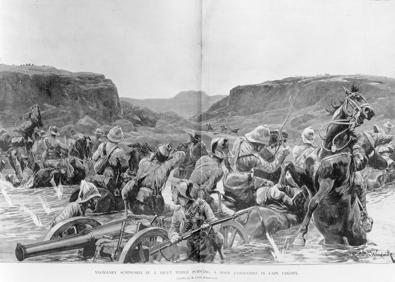 Yeomanry overrasket i en drift mens han forfulgte en Boer Commando i Cape Colony av Richard Caton Woodville junior