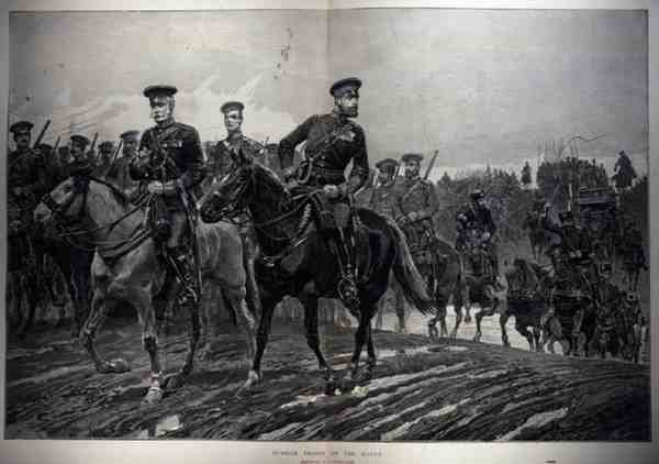 Russiske tropper på mars, fra The Illustrated London News, 5. mars 1887 av Richard Caton II Woodville