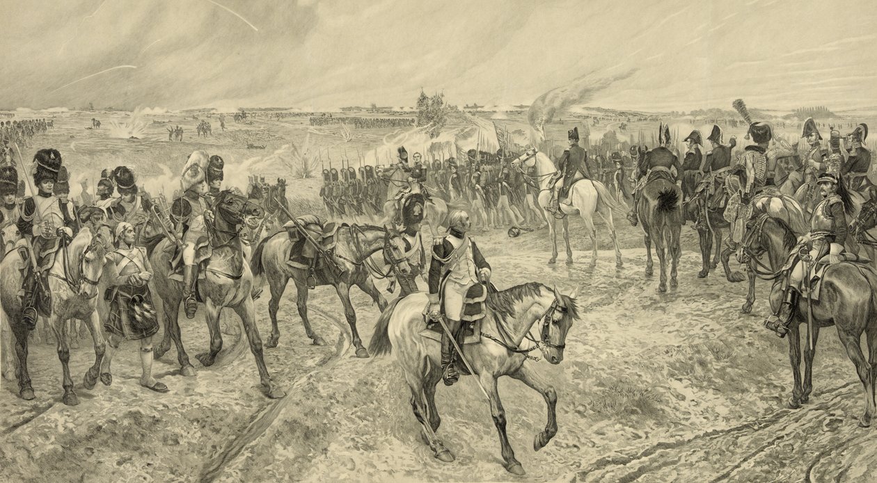 Napoleon I med sin gamle garde ved Waterloo, gravert av Jules Jacquet (1841-1913) av Richard Caton Woodville