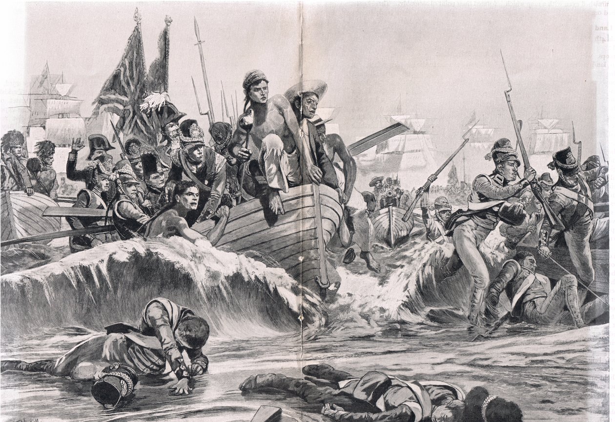 The Landing of the British Troops in Aboukir Bay, illustrasjon fra 