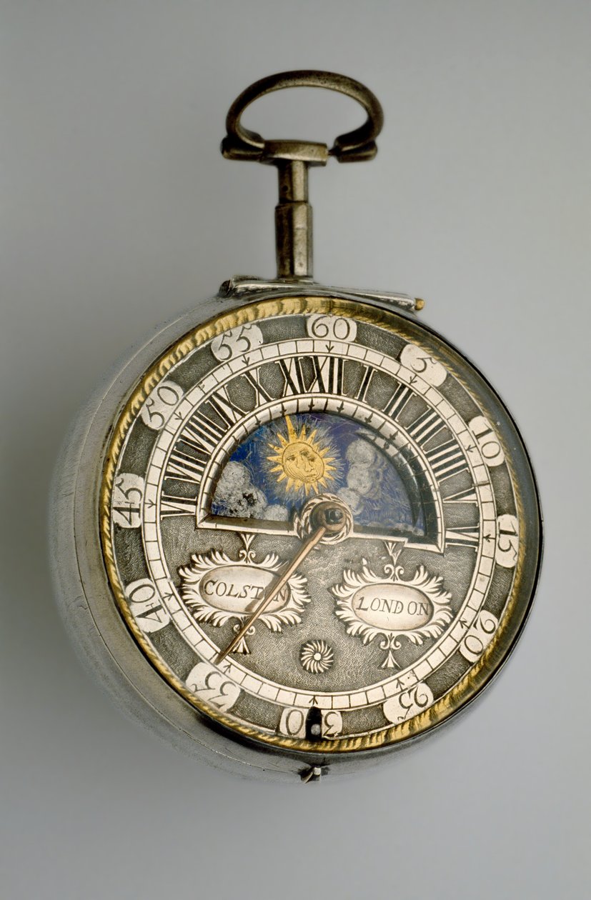 Vergeklokke med par, ca. 1685 (sølv) av Richard Colston