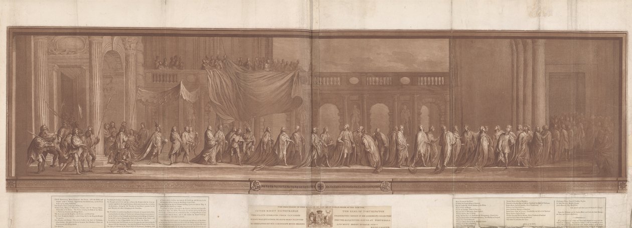 Prosesjonen til ridderne i den mest edle orden av strømpebåndet av Richard Cooper the Younger