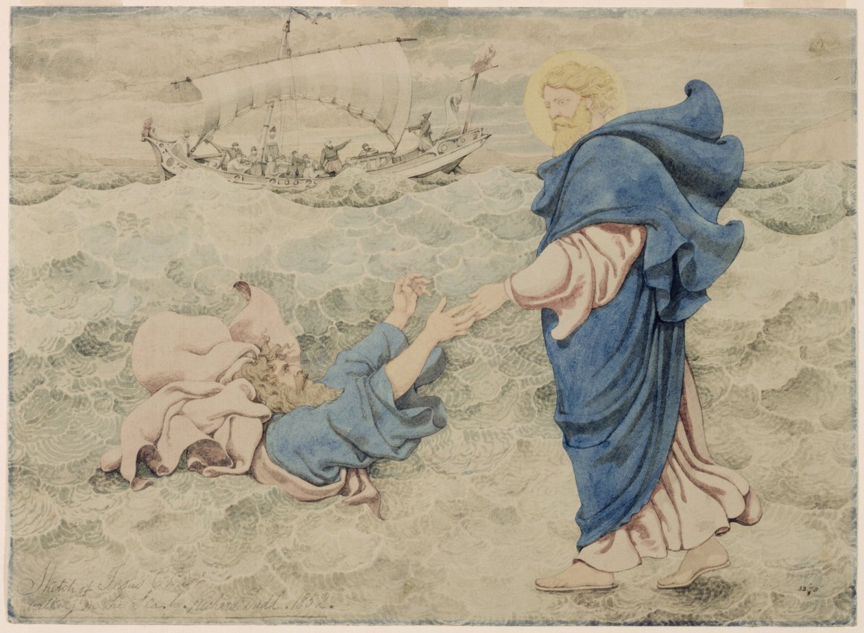 Skisse av Kristus som går på vannet av Richard Dadd