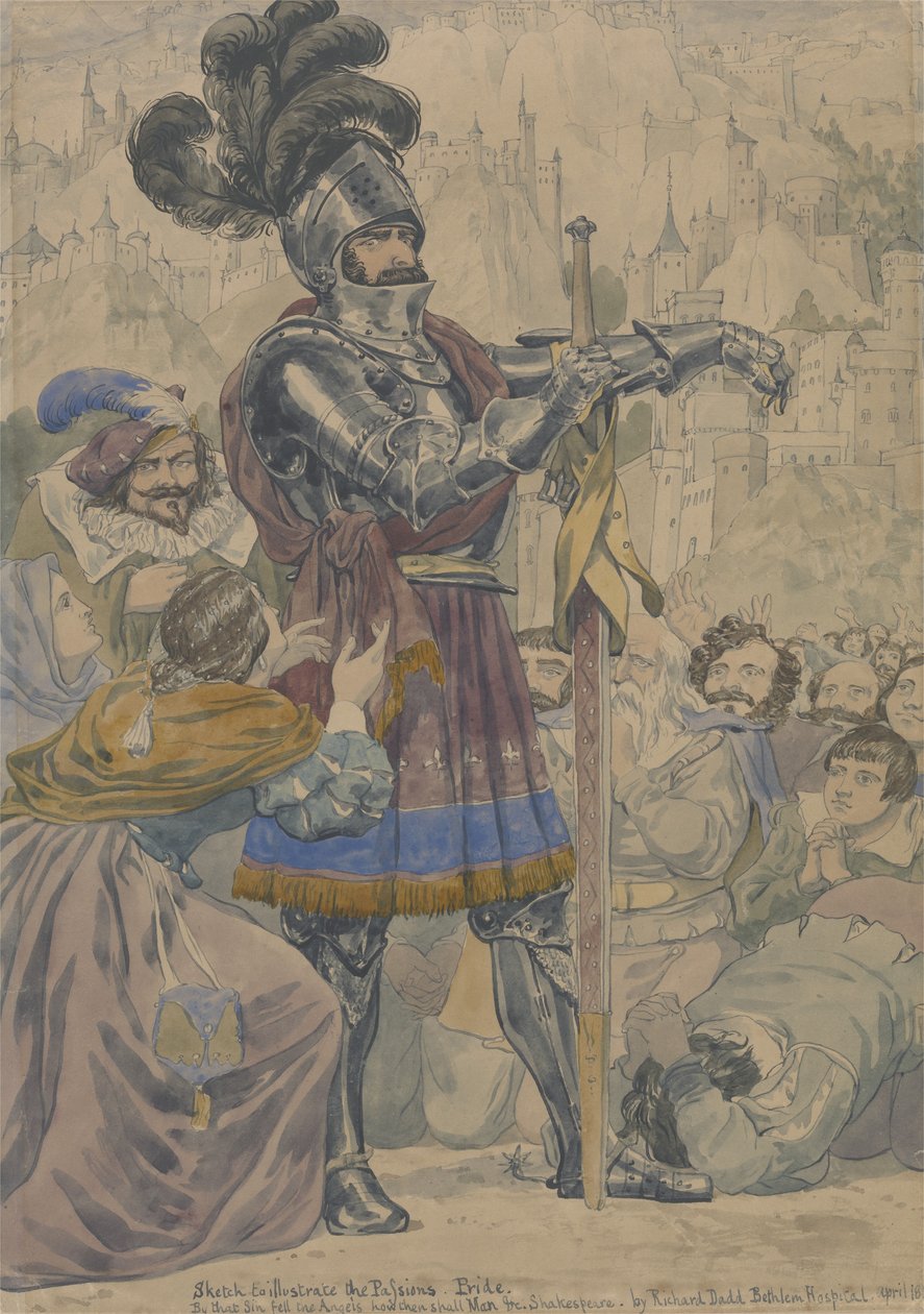 Sketch to Illustrate the Passions: Pride, ca. 1853-55 (wc, penn og grafitt på papir) av Richard Dadd