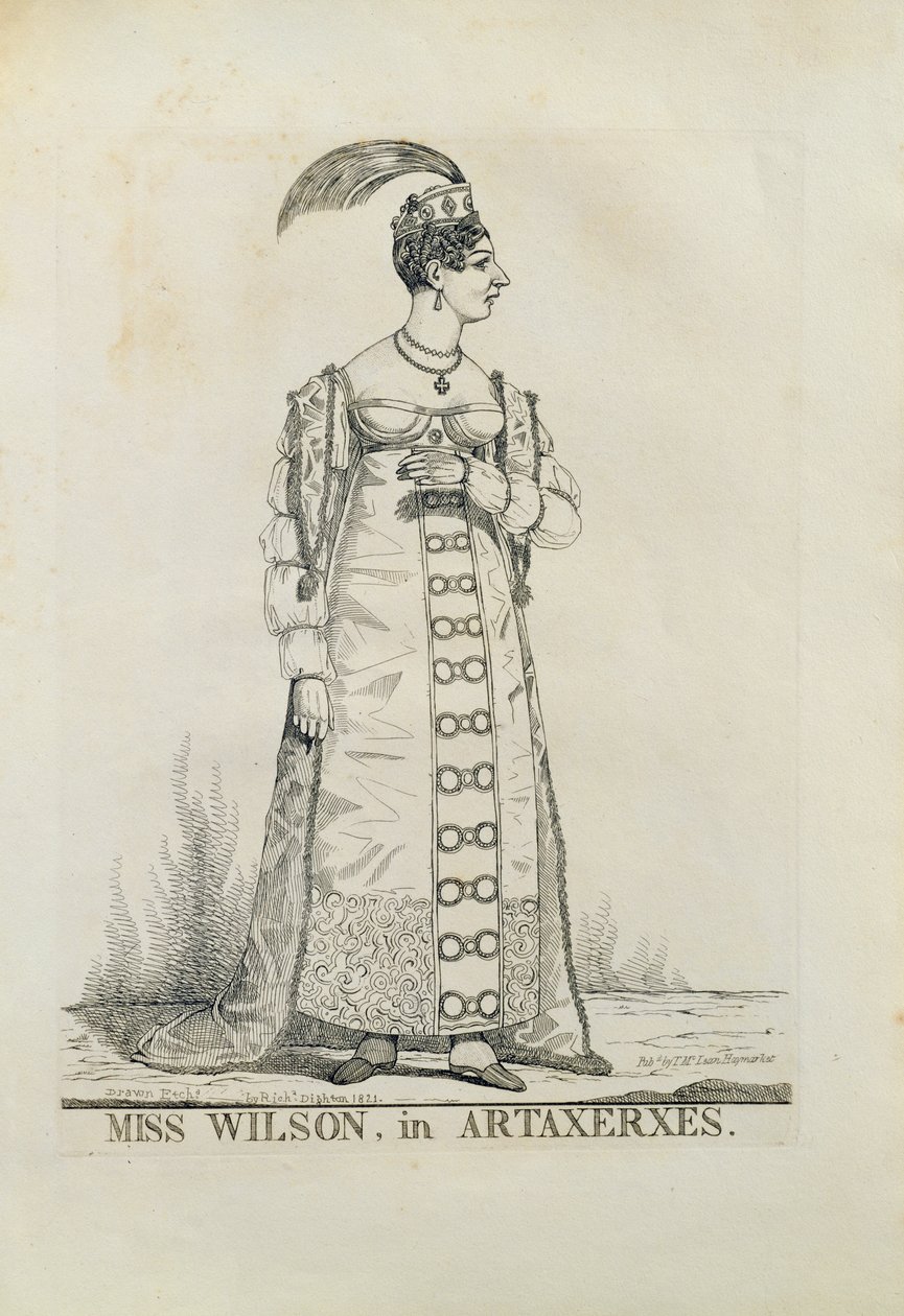 Frøken Wilson i Artaxerxes, 1821 (linjegravering) av Richard Dighton
