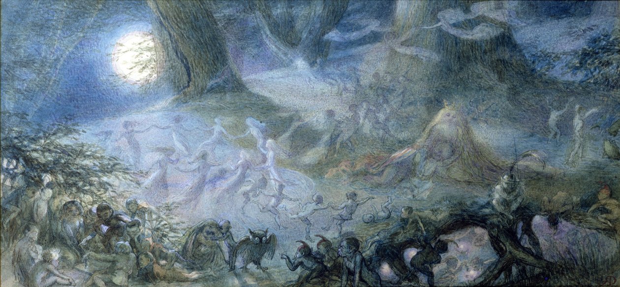 Dansende feer (penn og blekk og wc på papir) av Richard Doyle