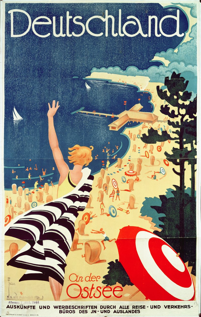 Tyskland: ved Østersjøen, ca. 1930 (fargelitografi av Richard Friese