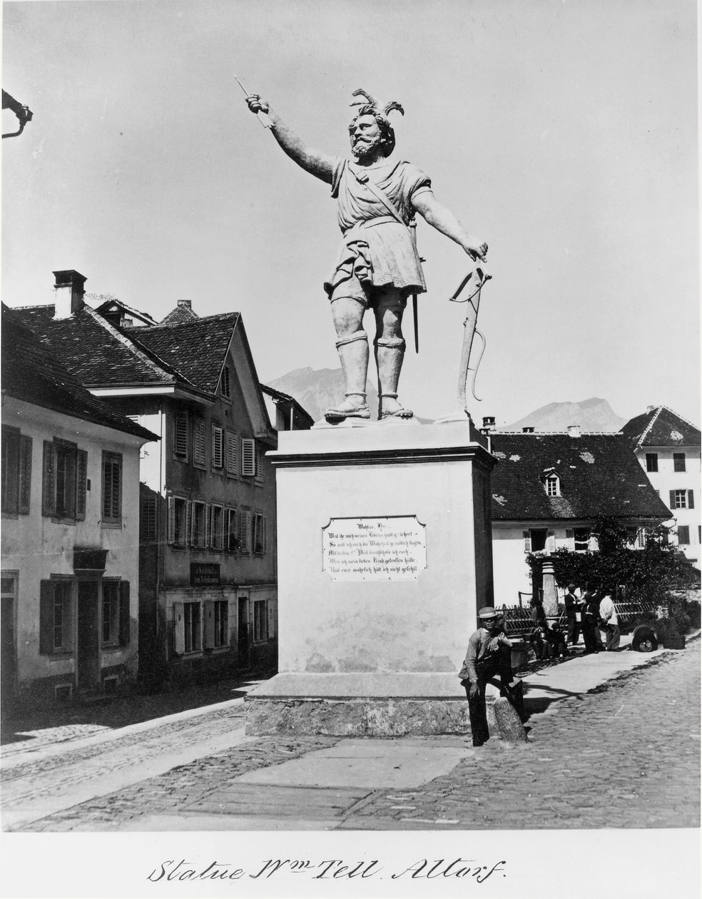 Statue av William Tell, ca. 1860-90 (albumtrykk) av Richard Kissling