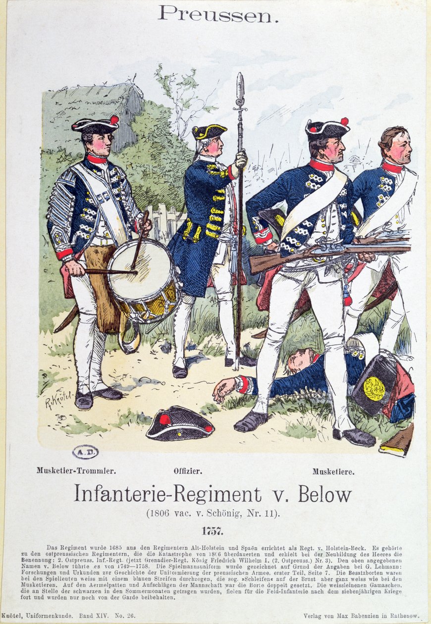 Soldater fra det prøyssiske infanteriregimentet von Below i 1757, ca. 1890 av Richard Knoetel