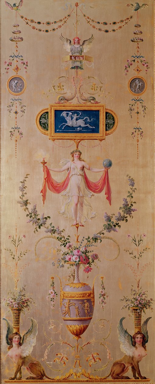 Panel fra boudoiret til Marie-Antoinette (1755-93) ca. 1786 (veggmaleri) av Richard Mique