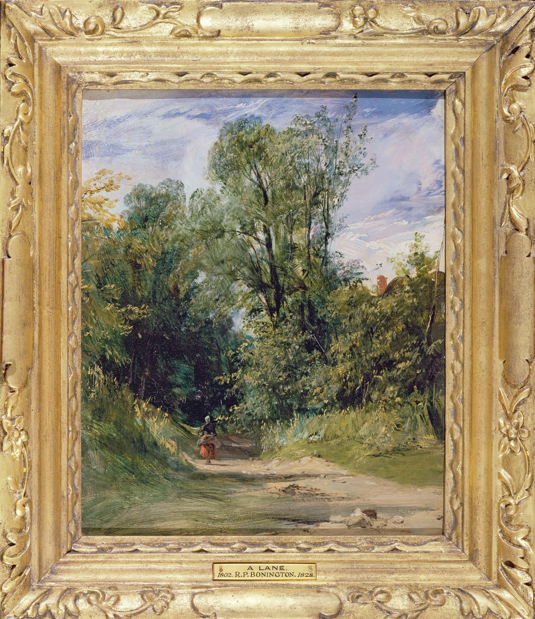 A Wooded Lane, ca. 1825 (olje på kvernbrett) av Richard Parkes Bonington