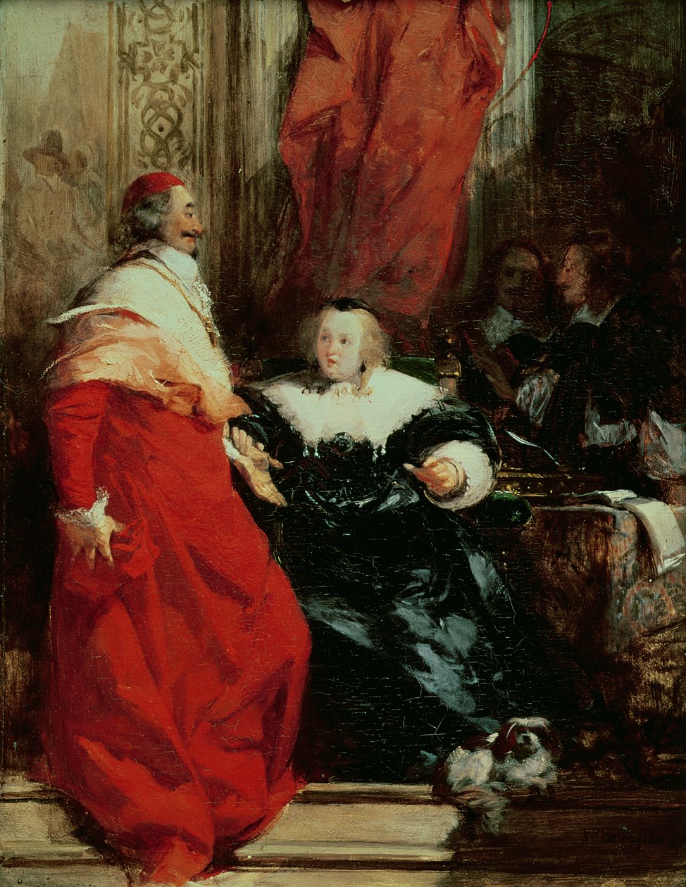Anne av Østerrike (1601-66) med kardinal Mazarin (1602-61) (olje) av Richard Parkes Bonington
