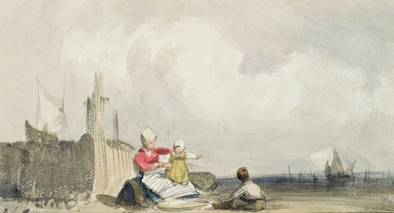 Fiskere på stranden av Richard Parkes Bonington