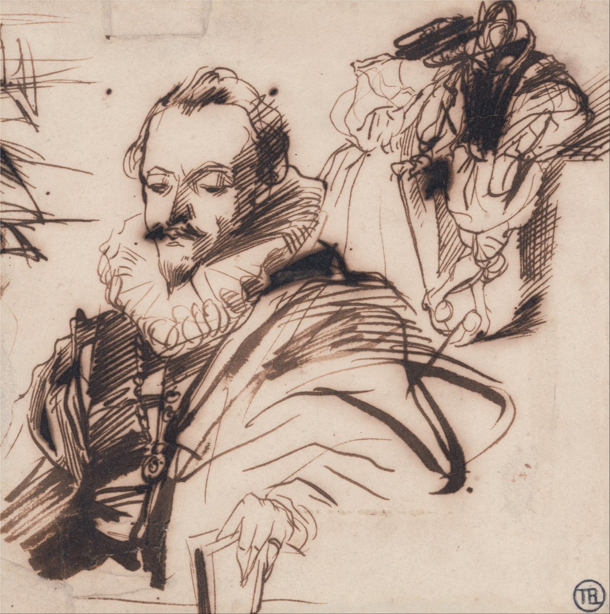Studie av en gentleman i 17. århundre -drakt, etter Van Dyck av Richard Parkes Bonington
