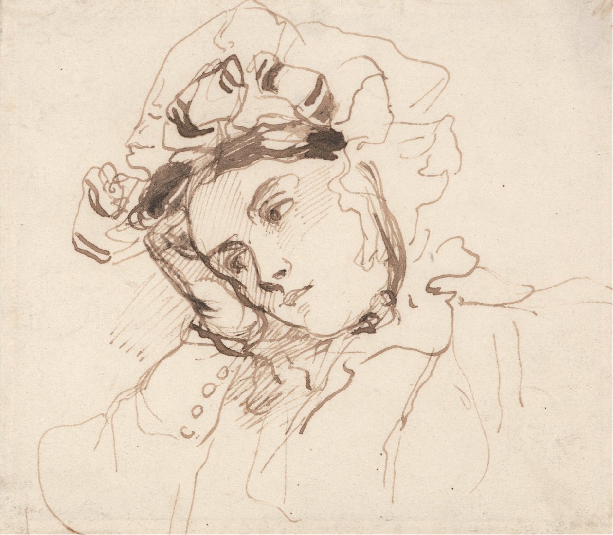 Studie av en kvinne med hodet på hånden av Richard Parkes Bonington