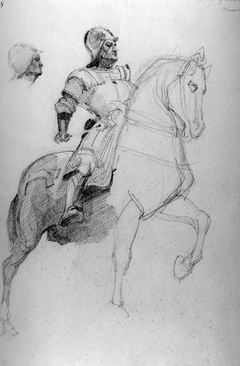 Studie av Colleoni-monumentet, Venezia (blyant) (se 55435) av Richard Parkes Bonington