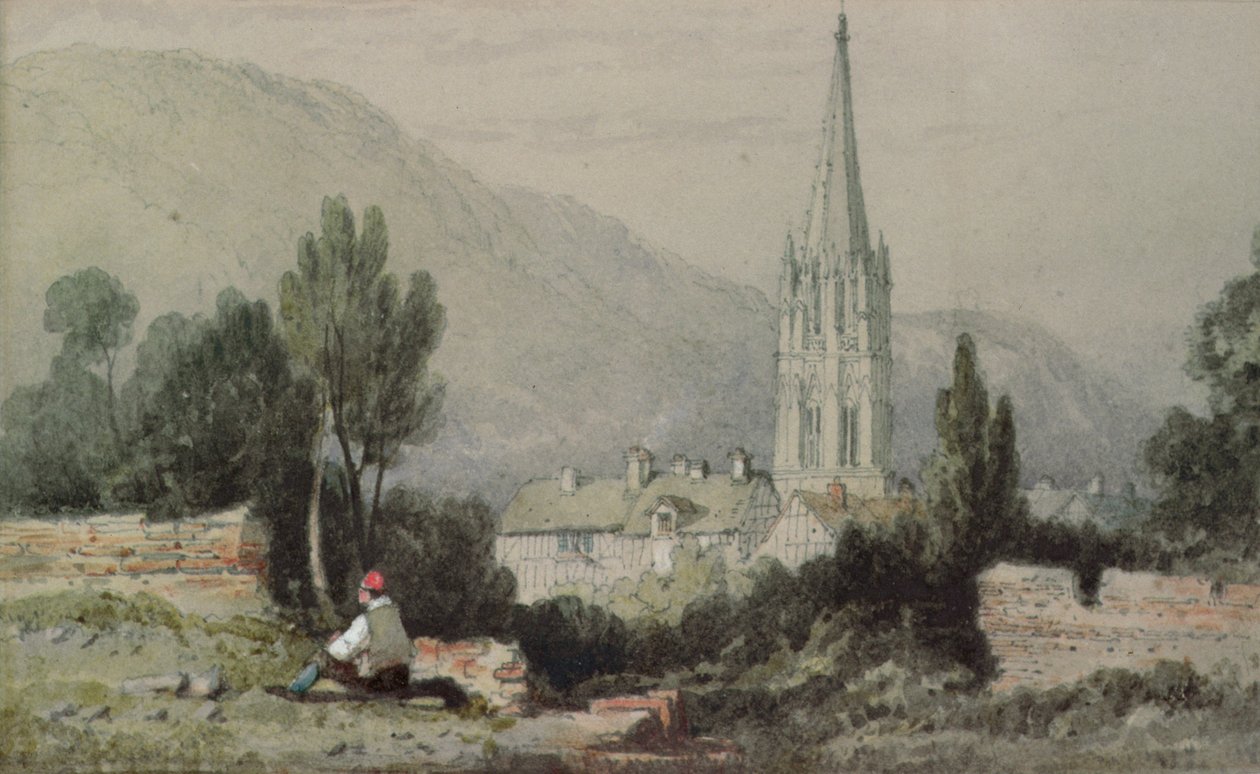 Utsikt over Lillebonne fra det romerske amfiteateret av Richard Parkes Bonington