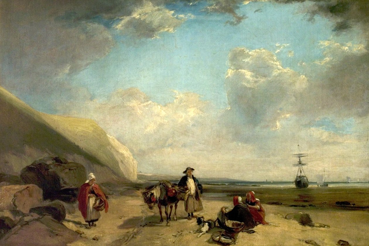Fiskere på kysten av Normandie, 1824 av Richard Parkes Bonington