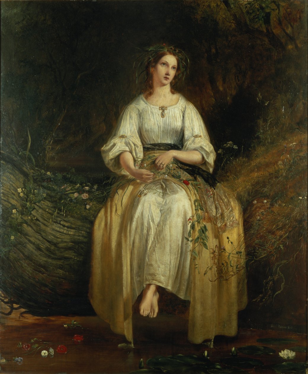 Ophelia vever sine girlandere, 1842 av Richard Redgrave