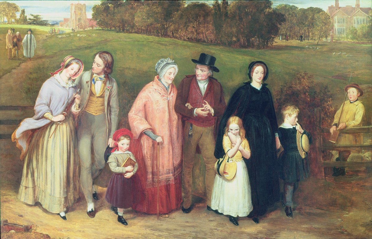 Søndag morgen - Gåturen fra kirken, 1846 av Richard Redgrave