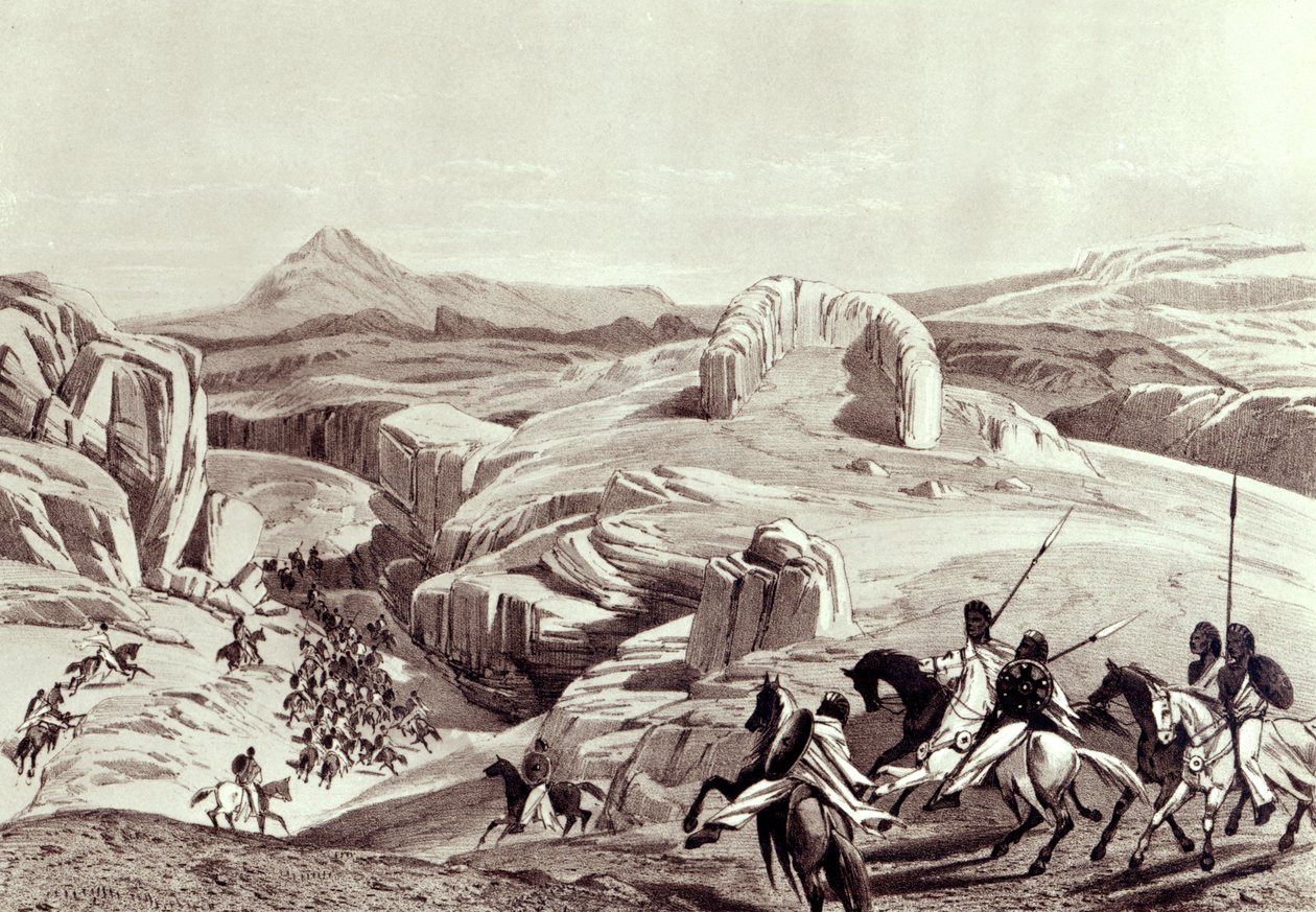 Wadela Plateau (Abyssinian Horsemen), gravert av J.Ferguson (litografi) av Richard Rivington Holmes