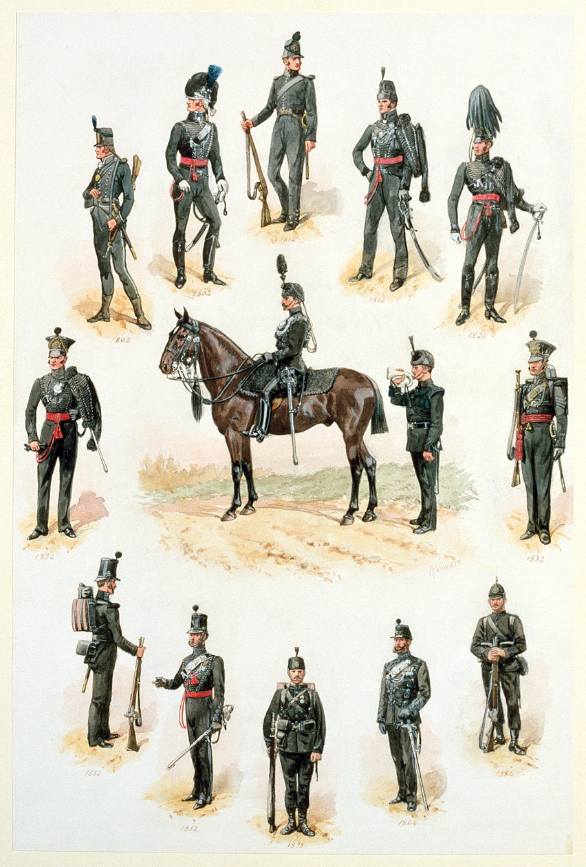 Uniformer fra Rifle Brigade av Richard Simkin