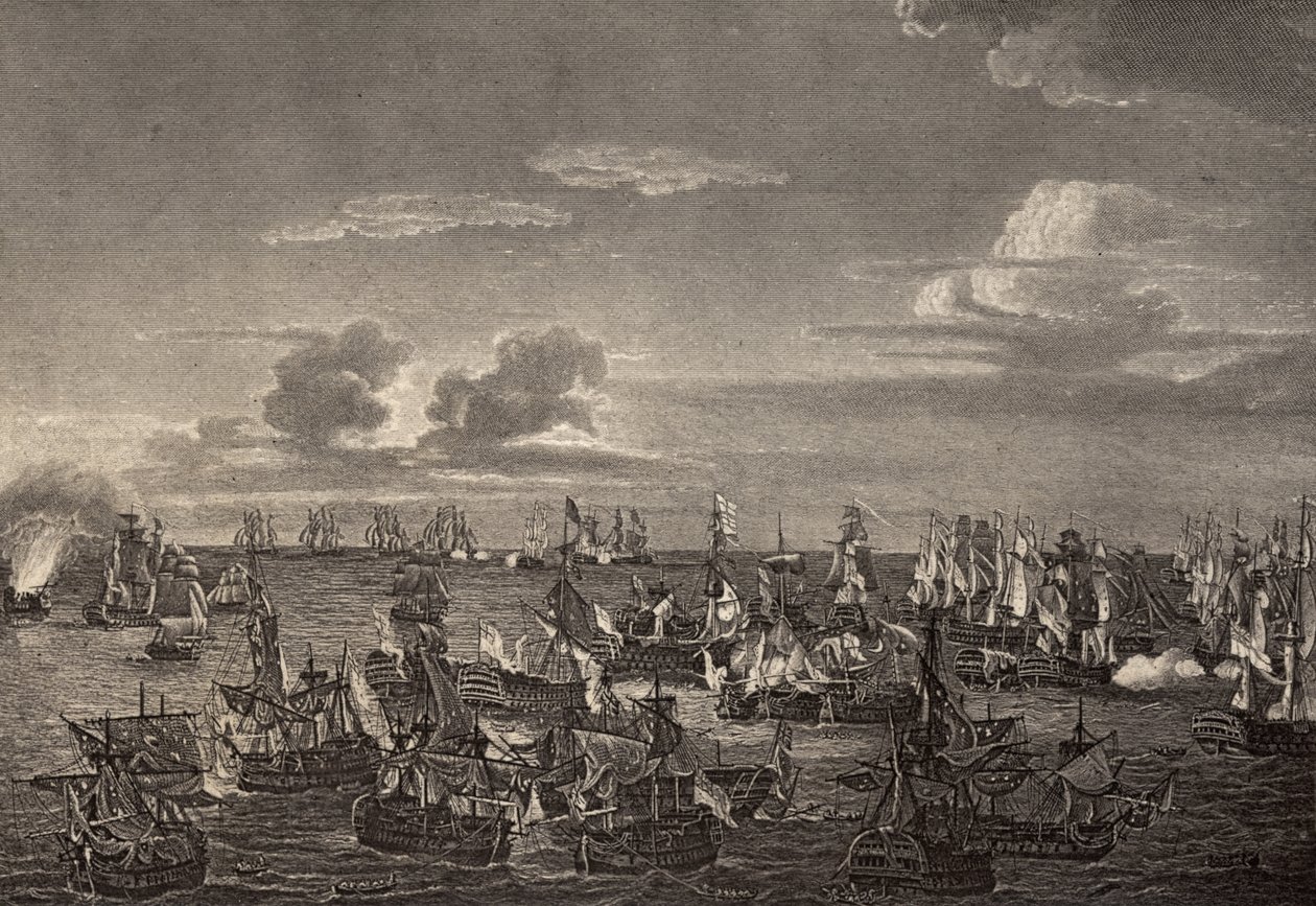 Slaget ved Trafalgar i 1805, illustrasjon fra 