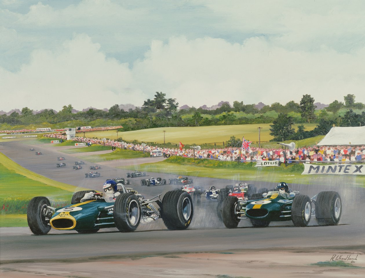The First Lap - 1967, British Grand Prix på Silverstone, 1986 av Richard Wheatland